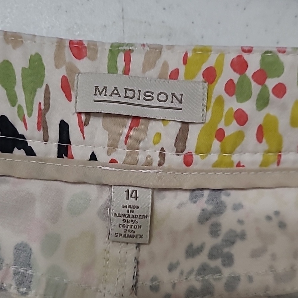 Madison Multicolor Abstract Polka-dot Cropped Pants size 14 - Picture 3 of 8